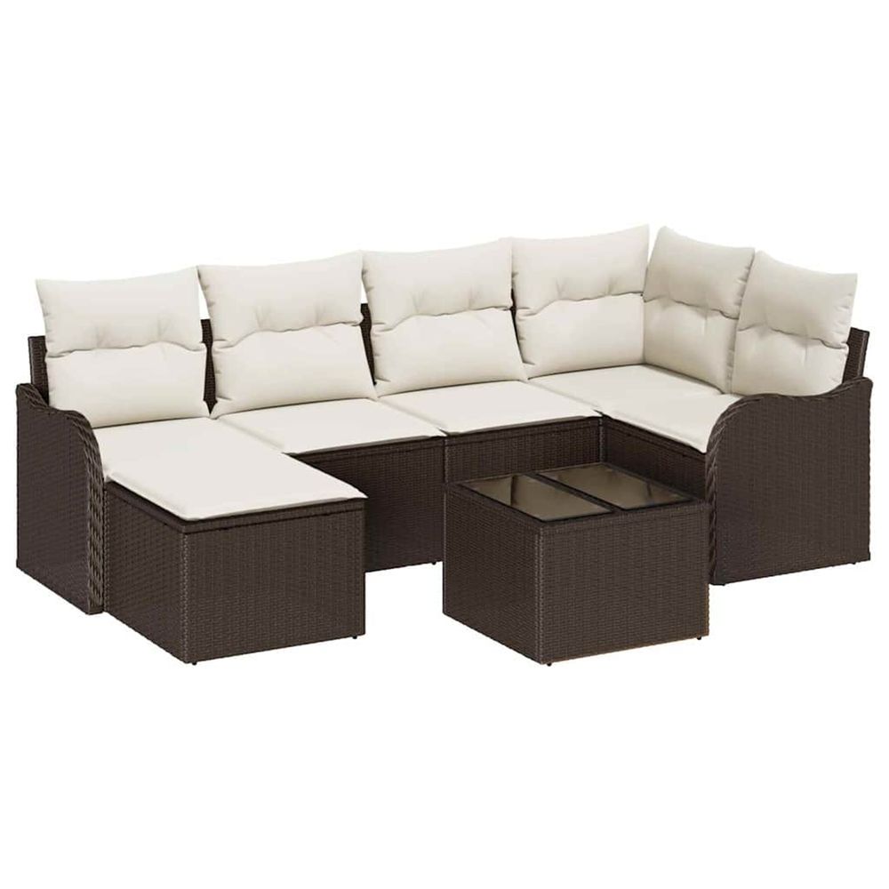 Ensemble de canapé de jardin 7 pc marron polyrotin