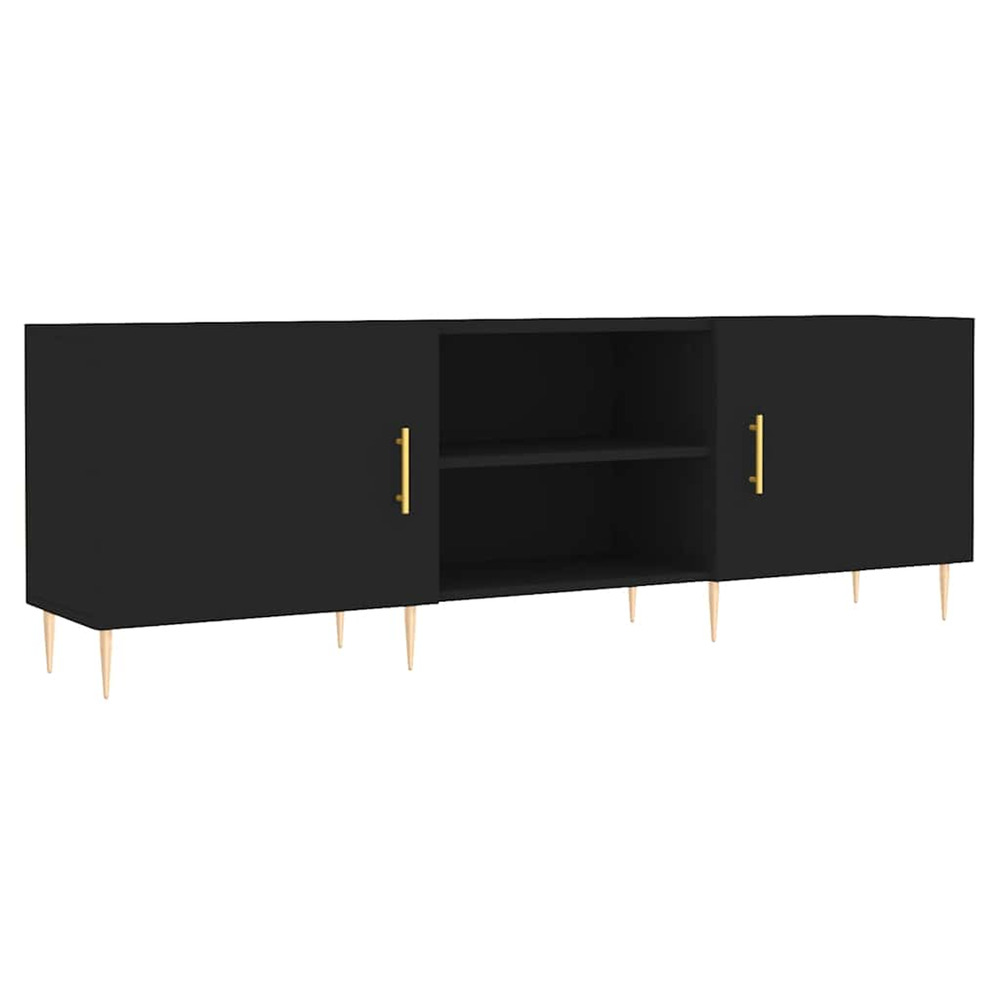 Meuble tv noir 150x30x50 cm bois d'ingénierie