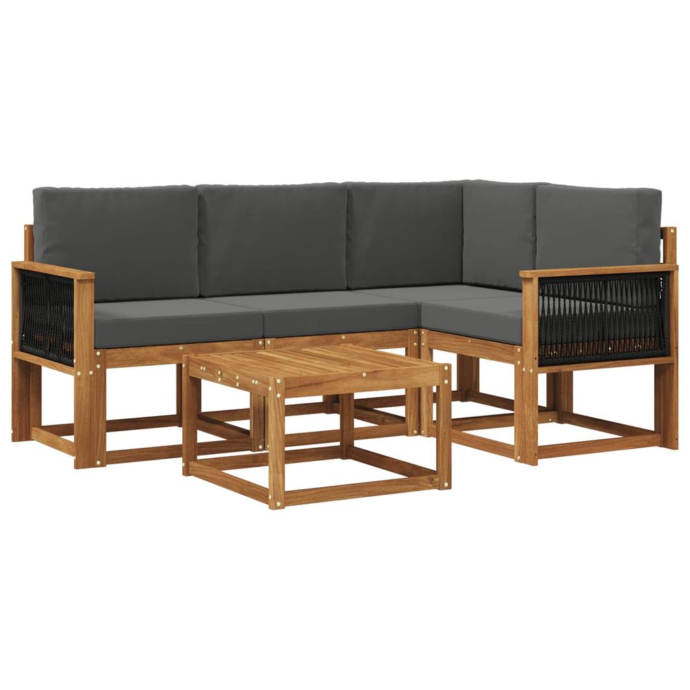 Ensemble de canapés d'extérieur 5 pc naturel et anthracite