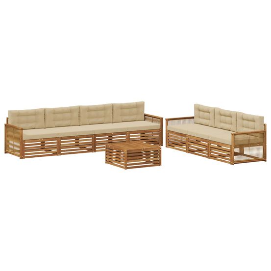 Ensemble de canapés d'extérieur 8 pc naturel et beige