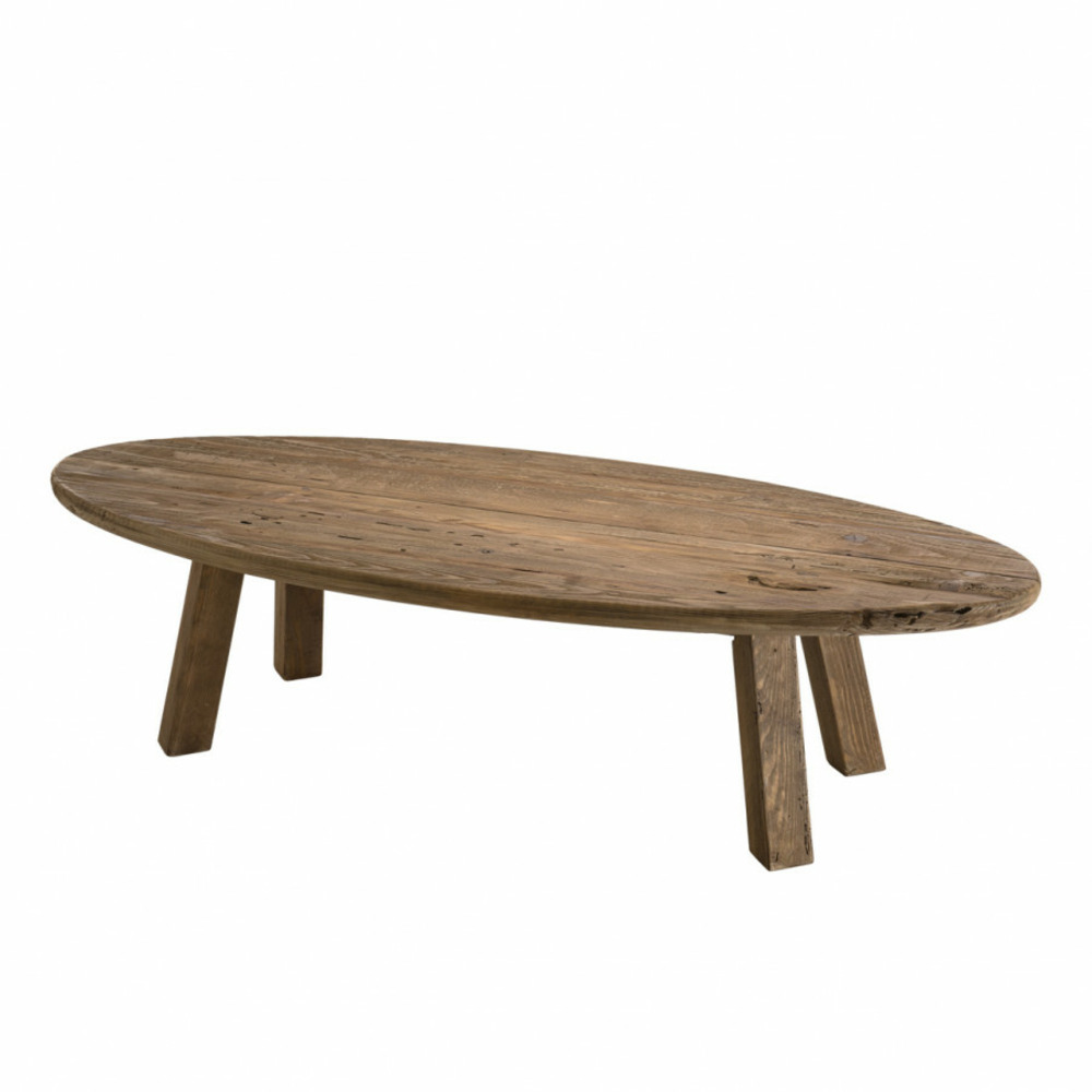 Table basse ovale en pin recyclé l139
