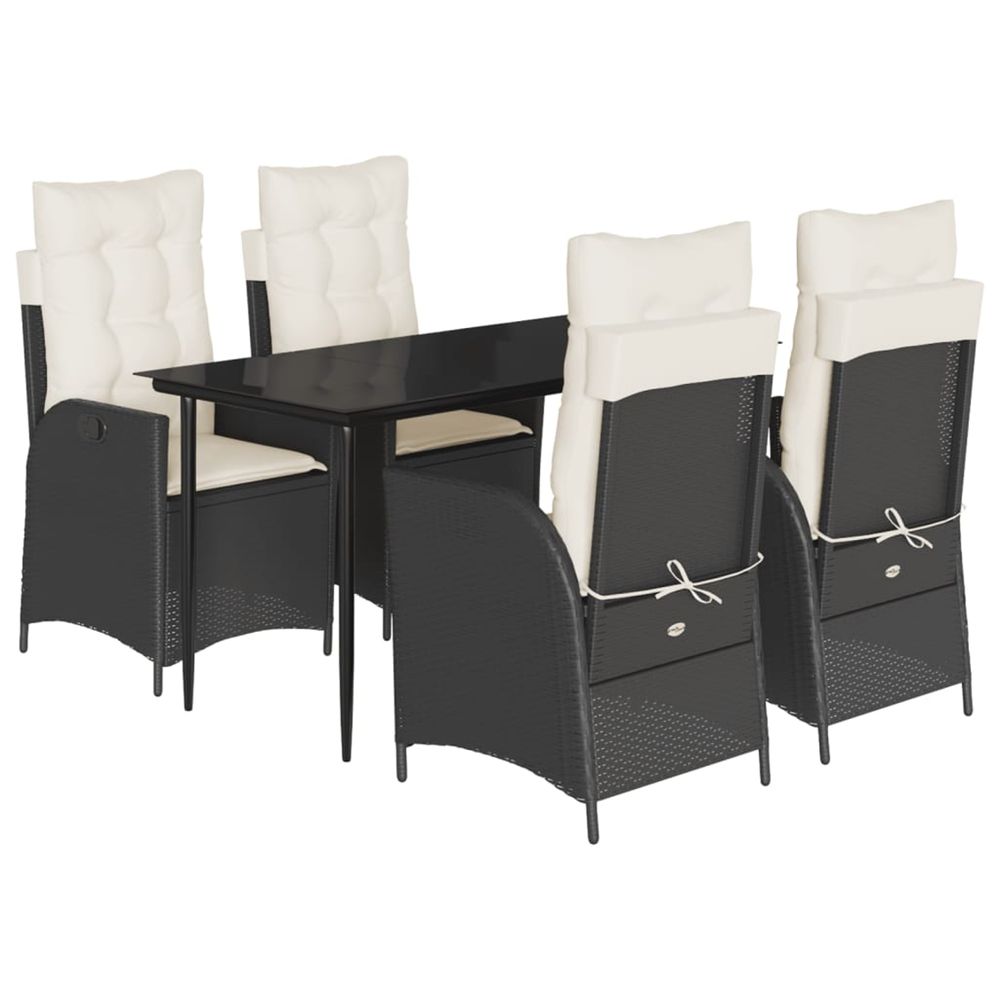 Ensemble à manger de jardin coussins 5pcs noir résine tressée