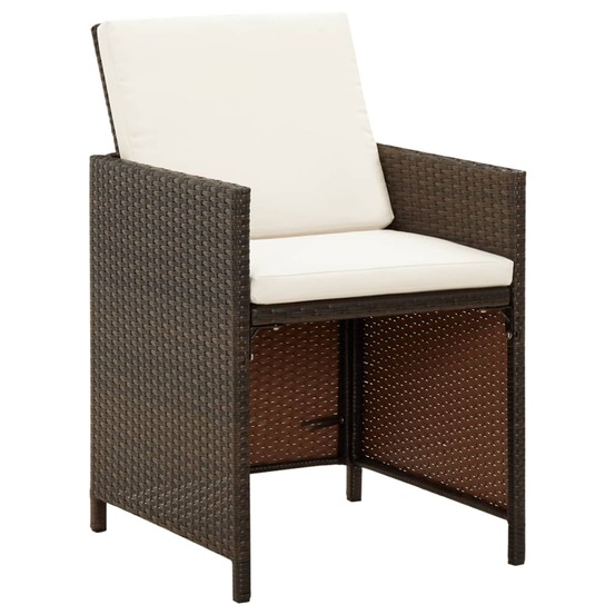 Chaises de jardin avec coussins lot de 4 résine tressée marron