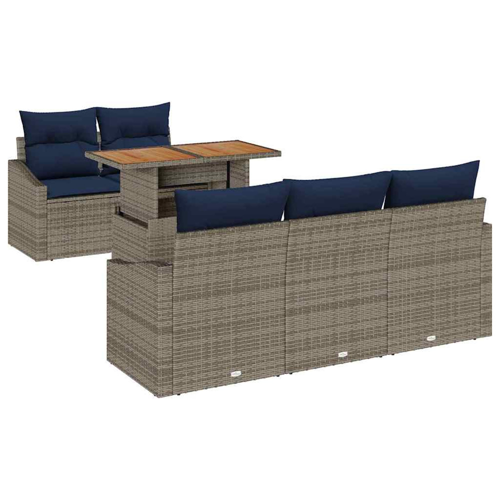 Ensemble de canapé de jardin 6 pcs gris poly rotin