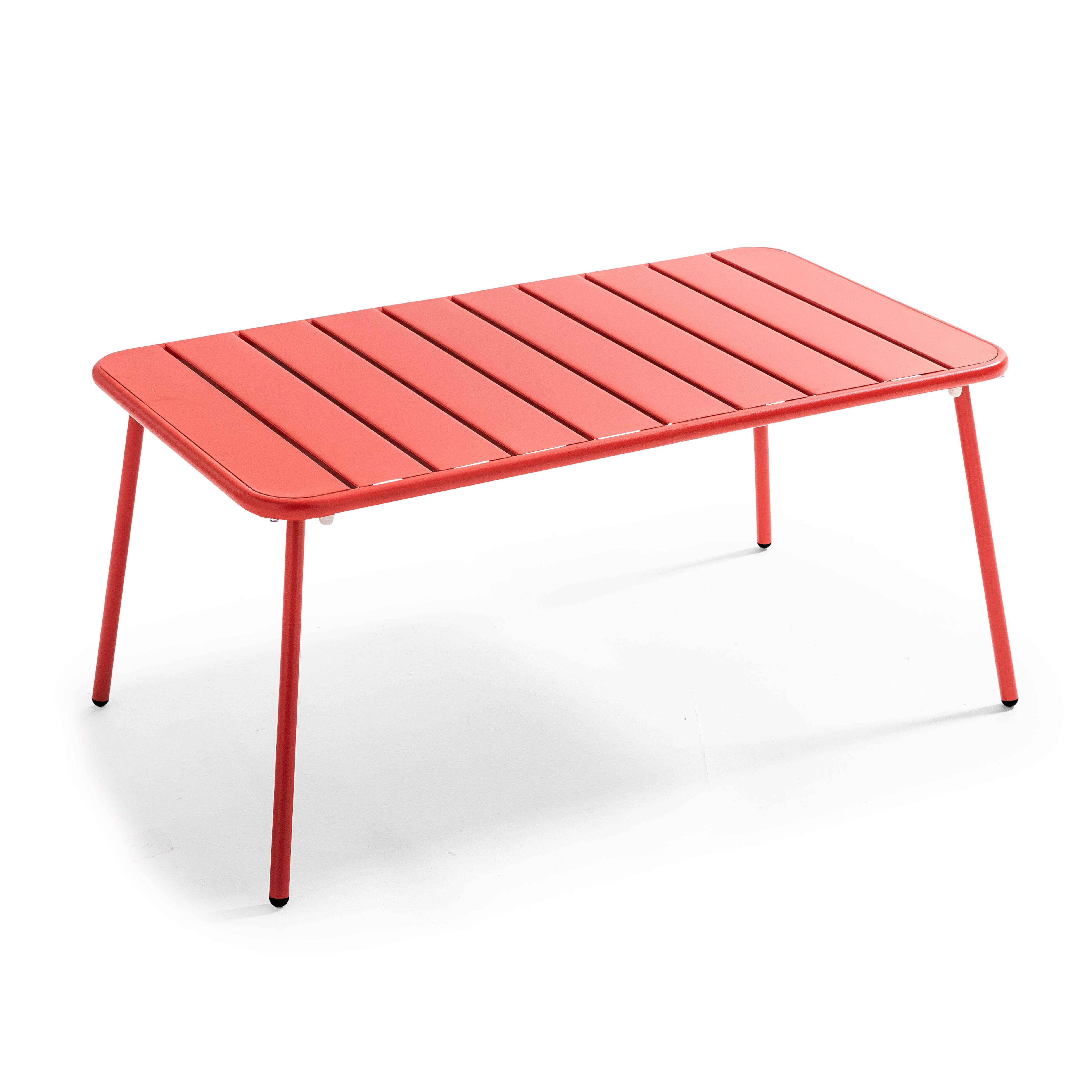 Table basse de jardin acier rouge 90 x 50 cm