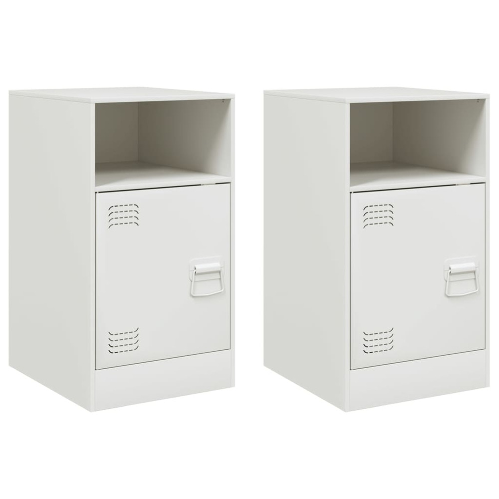 Tables de chevet 2 pcs blanc 34,5x39x62 cm acier
