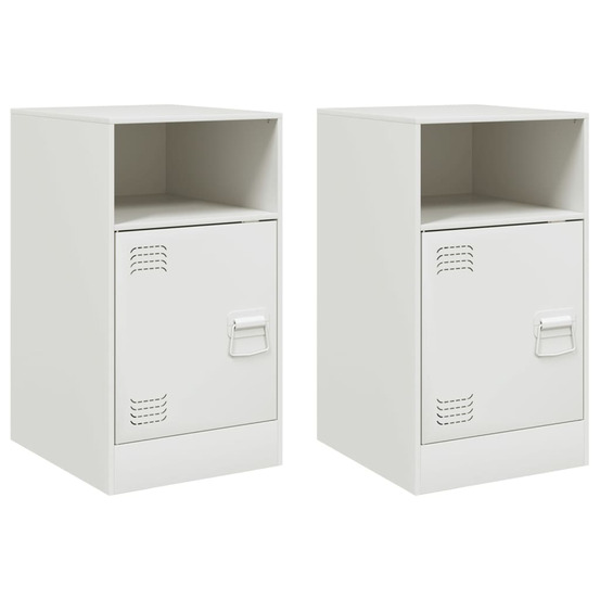 Tables de chevet 2 pcs blanc 34,5x39x62 cm acier