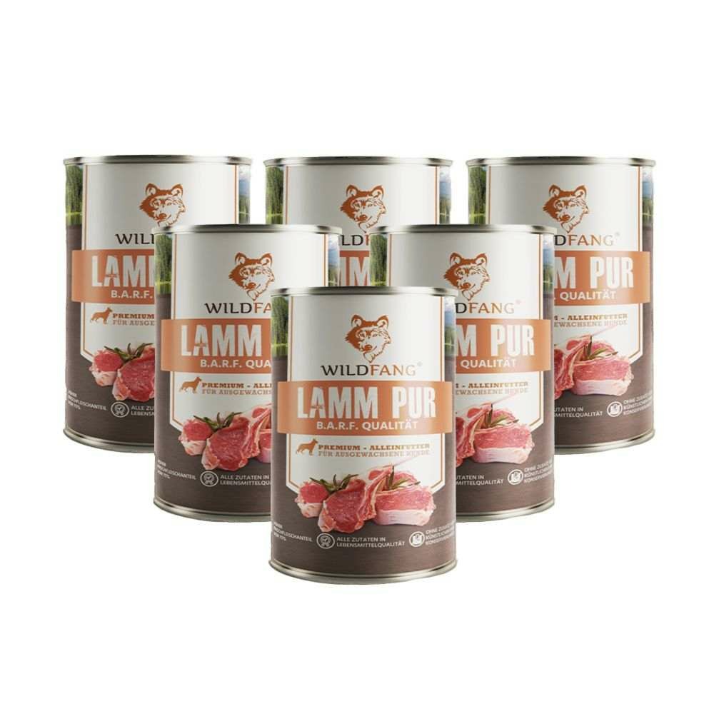 Wildfang - aliment humide pur pour agneau - qualité barf - 6 x 800 g