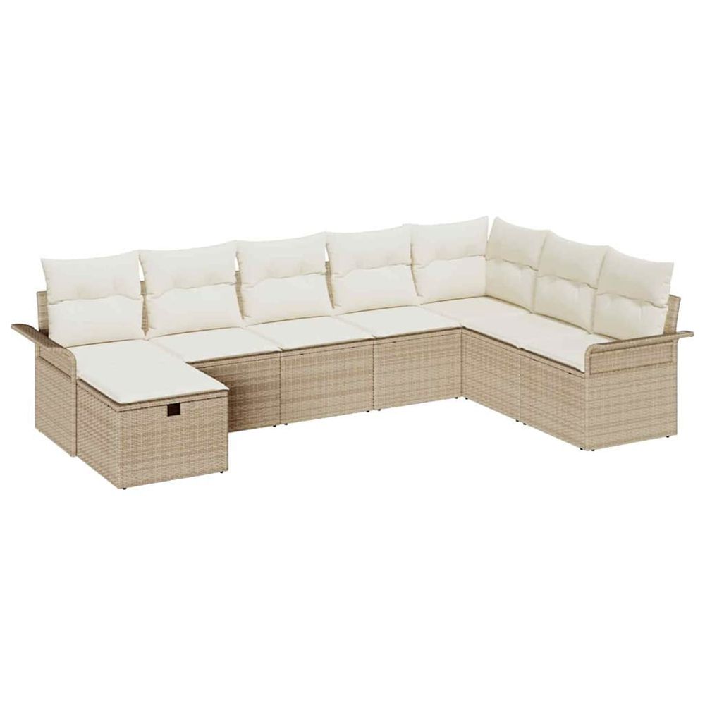 Ensemble de canapé de jardin 8 pc beige et crème polyrotin