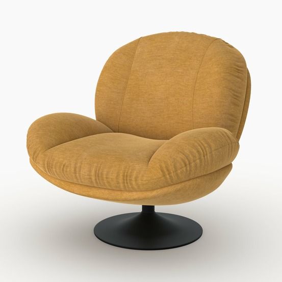 Ricci-fauteuil pivotant en tissu effet velours jaune moutarde