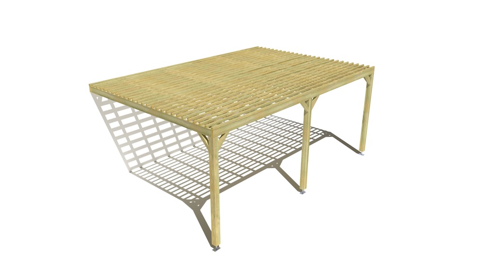 Pergola bois • 6m x 4m • adossée • sens profondeur • lattage bois • livraison comprise