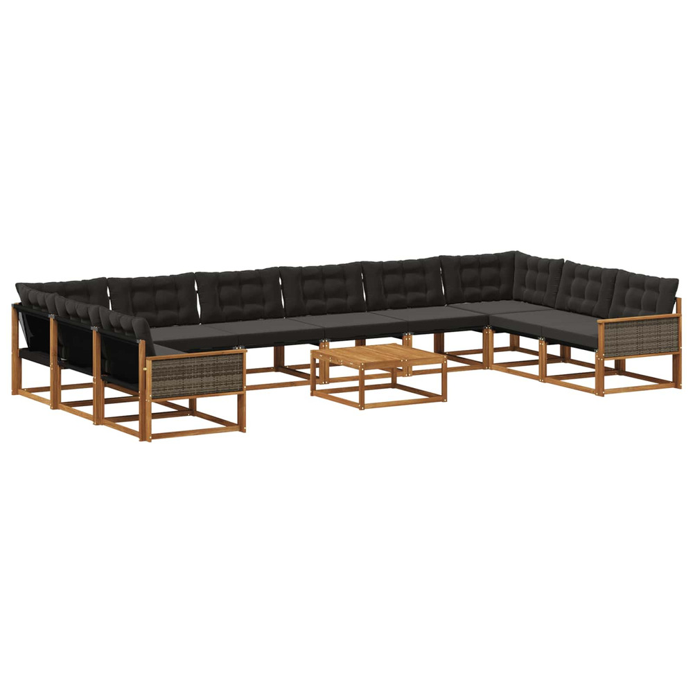 Ensemble de canapés d'extérieur 11 pcs naturel et noir