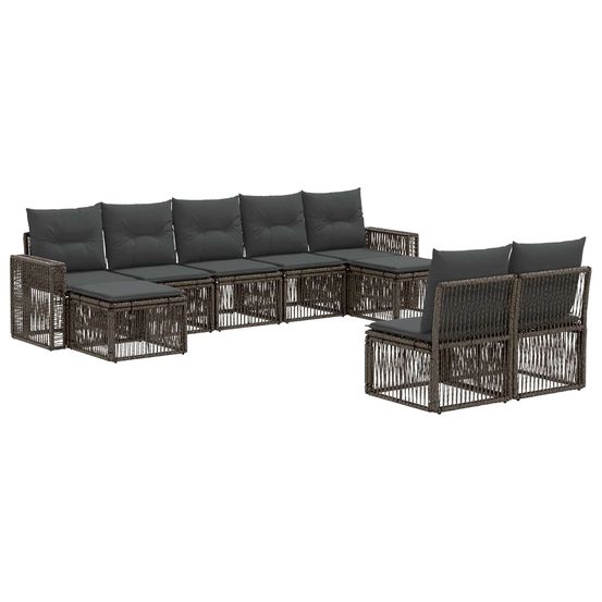 Ensemble de canapé de jardin 9 pc gris et gris foncé polyrotin