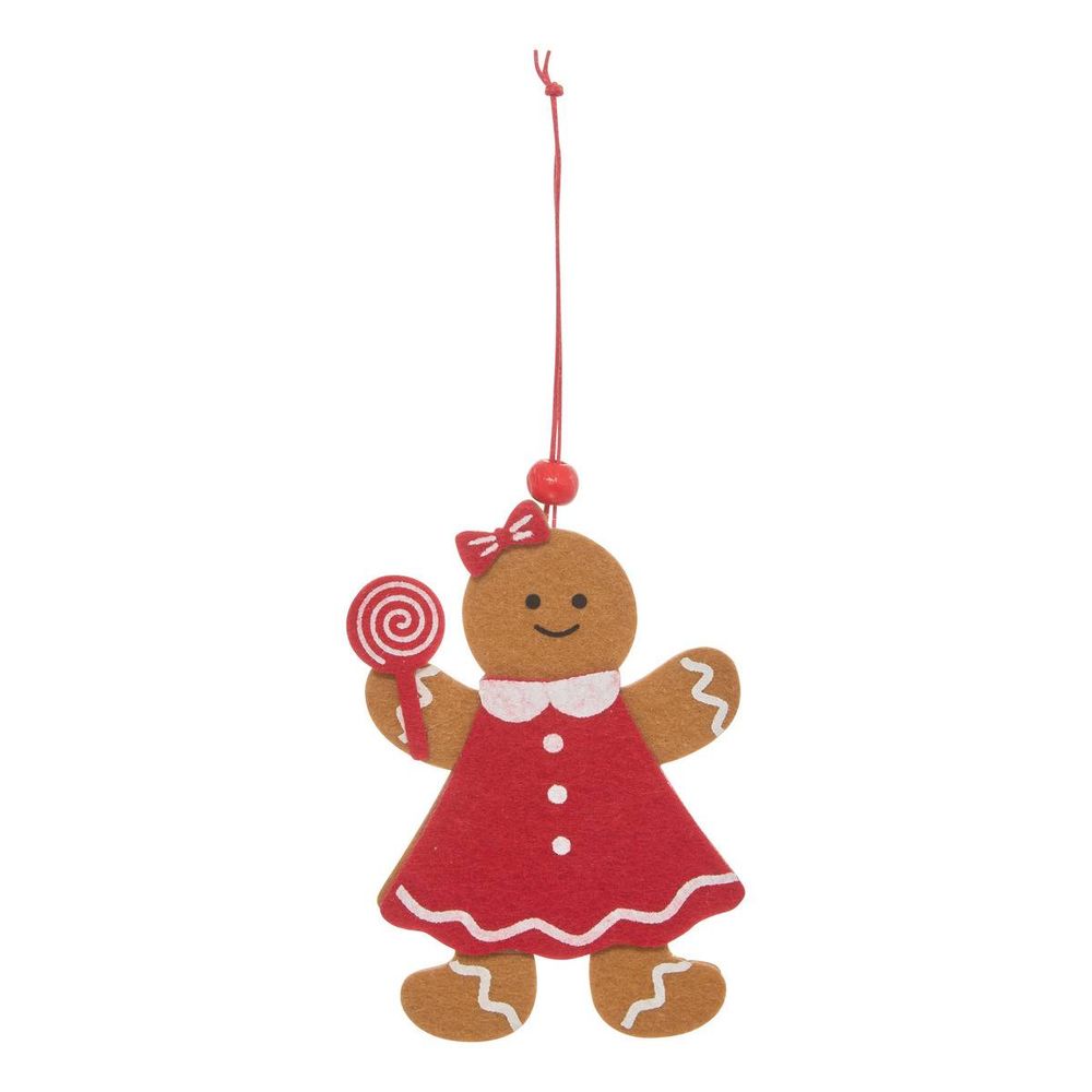 Suspension de sapin pain d'épices garçon ou fille en feutrine 11 cm