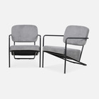 Lot de 2 fauteuils - stina - en velours côtelé gris. 62 x 76 x 76.5cm