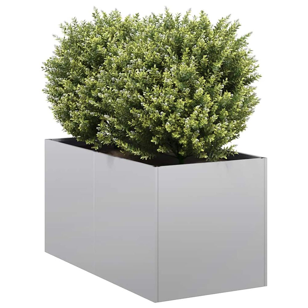 Jardinière acier galvanisé pour extérieur bac à fleurs anti-rouille 40x80x40 cm argent
