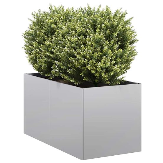Jardinière acier galvanisé pour extérieur bac à fleurs anti-rouille 40x80x40 cm argent