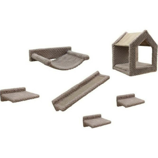 Mur d'escalade pour chats - kerbl - monte baldo - 6 pieces - gris - niche vaste