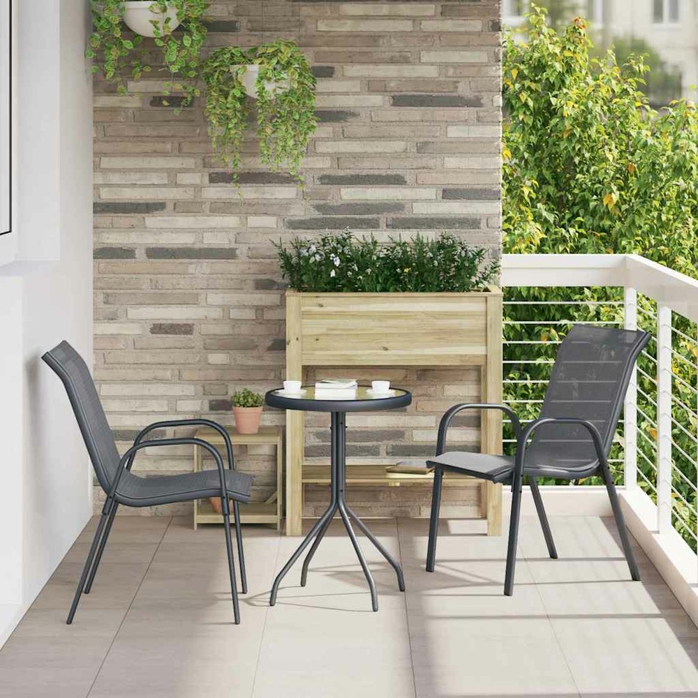 Ensemble bistro de jardin 3 pcs gris acier