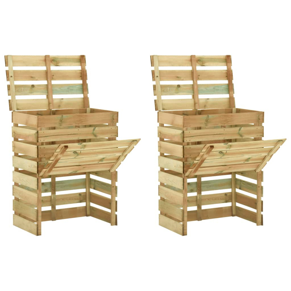 Composteur de jardin à lattes 2 pcs 80x50x100 cm pin imprégné