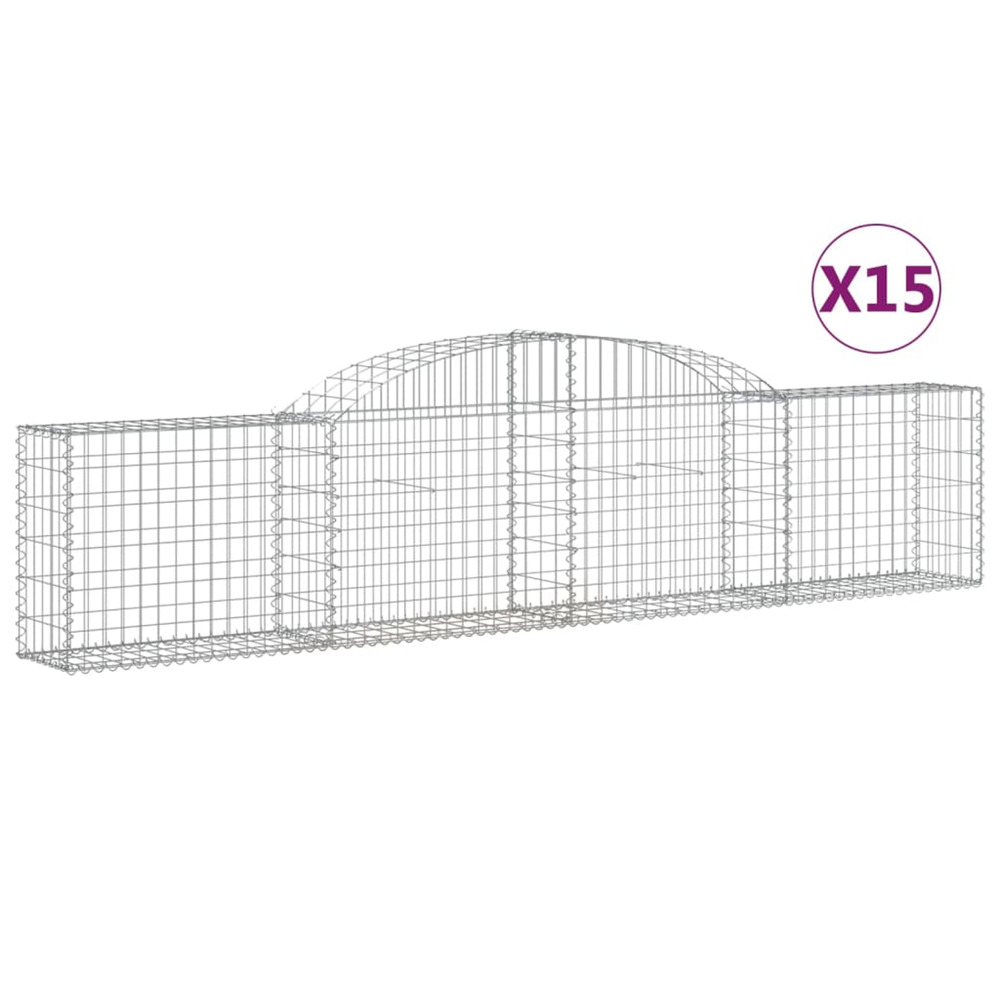Paniers à gabions arqués 15 pcs 300x30x60/80 cm fer galvanisé