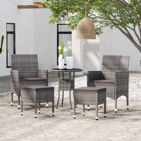 Salon de jardin 5 pcs résine tressée gris