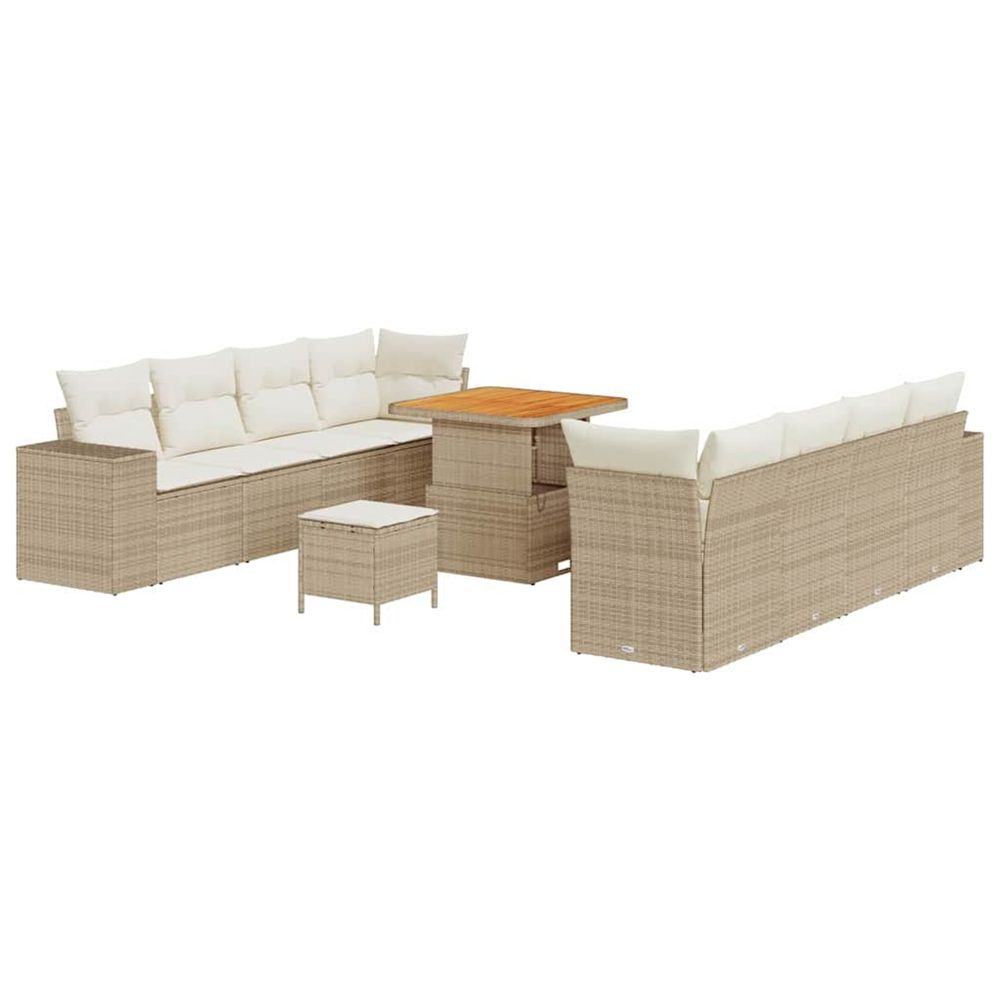 Ensemble de canapé de jardin beige et crème polyrotin