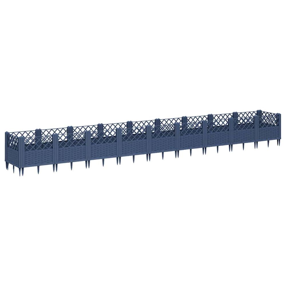 Jardinière d'extérieur avec piquets bleu gris 363,5x43,5x43,5 cm pp