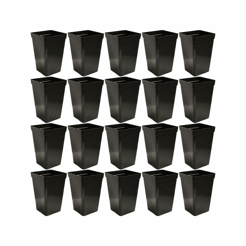Pot de plantation carré noir haut 1.8 litres 10.5 x 10.5 x 22 cm lot de 20