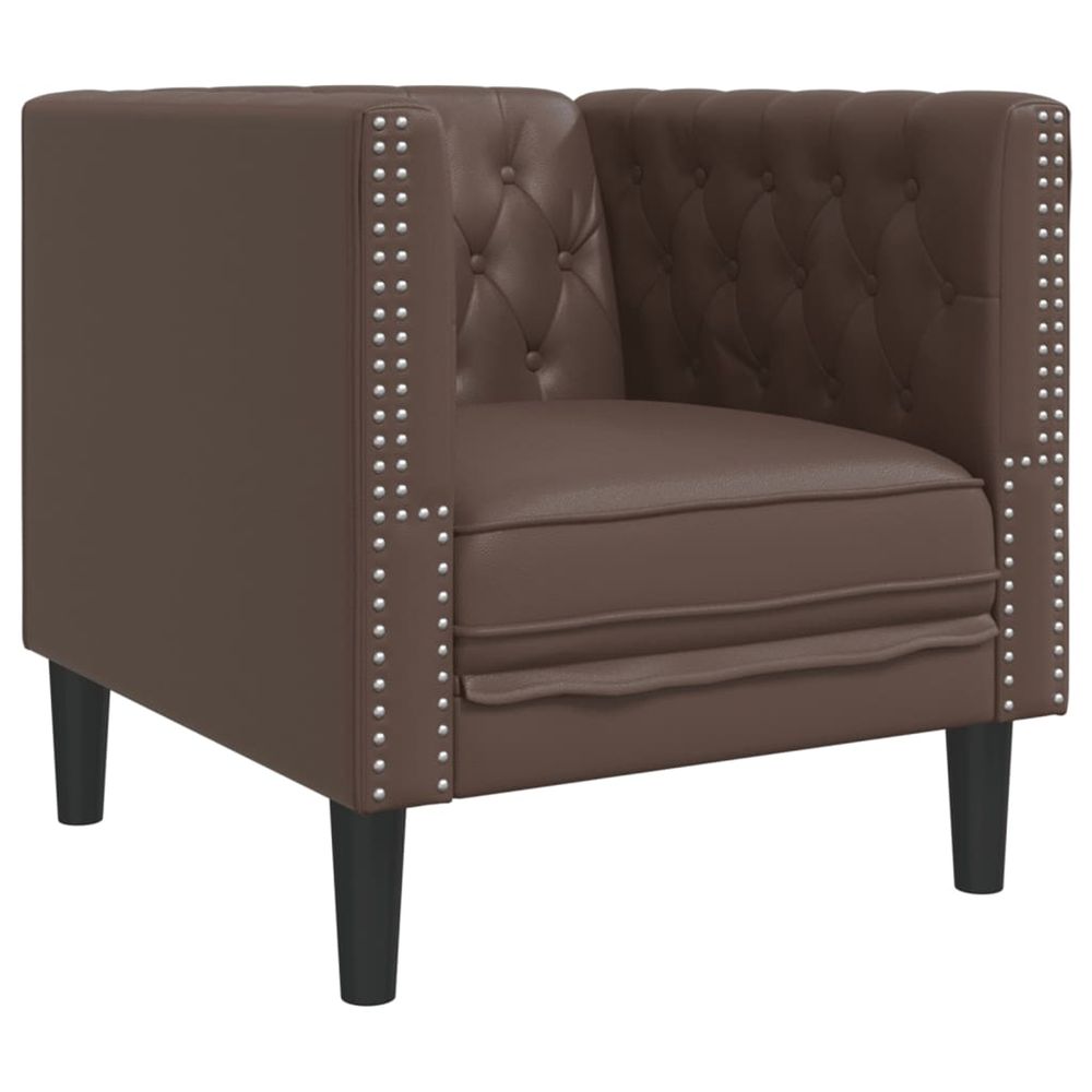 Fauteuil chesterfield marron similicuir