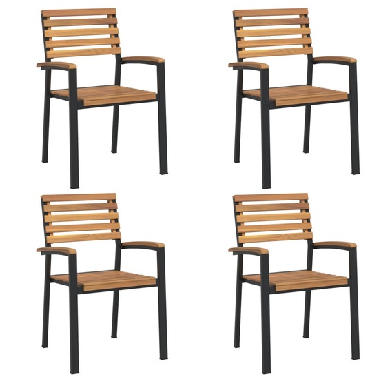 Chaises de jardin empilables lot de 4 bois d'acacia et métal