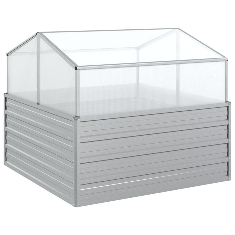 Lit surélevé de jardin avec serre 100x100x85 cm argenté