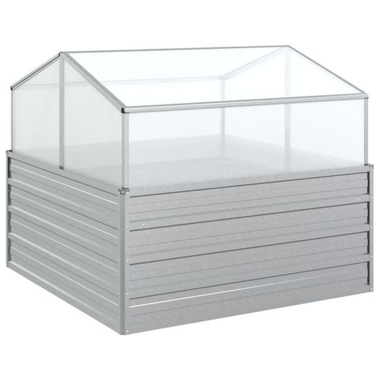 Lit surélevé de jardin avec serre 100x100x85 cm argenté
