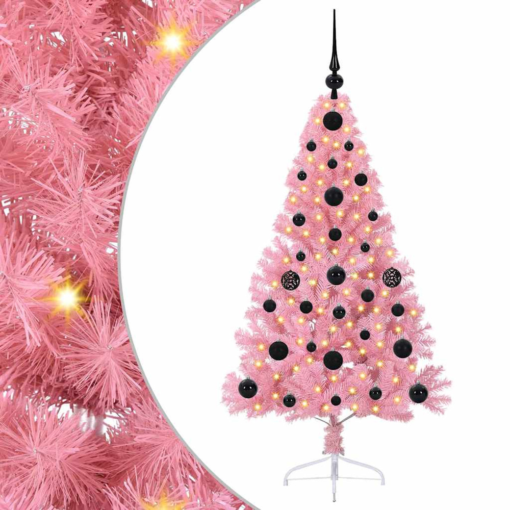 Sapin de noël artificiel pré-éclairé rose 120 cm pvc