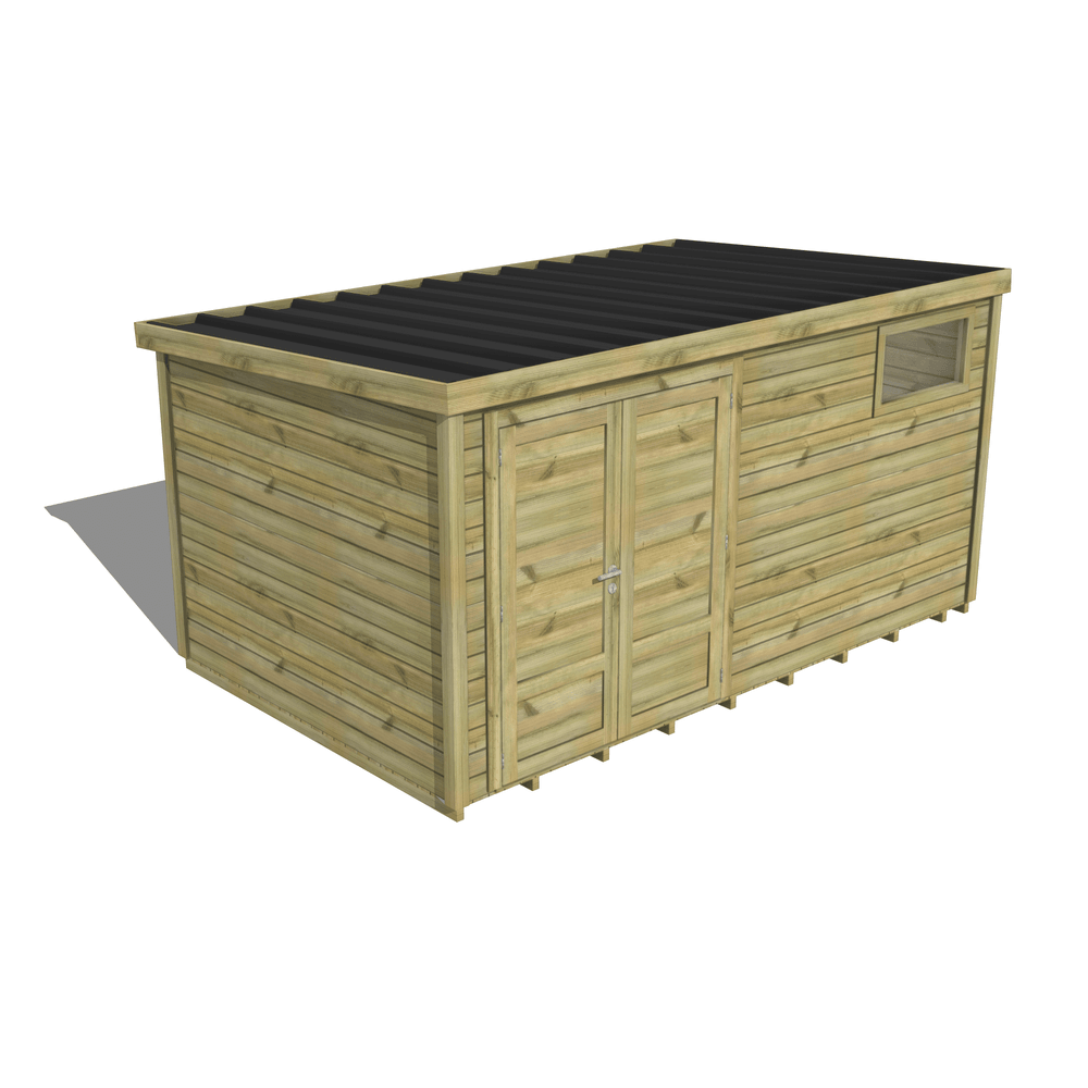 Abri de jardin bois pin traité autoclave 27mm - essentiel - 4,34x2,64m / 11m2 - bac acier - plancher bois