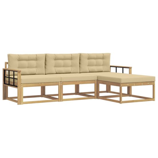 Ensemble de canapés d'extérieur 4 pc blanc et beige polyester