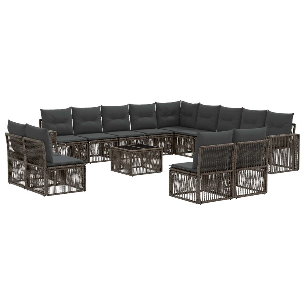 Ensemble de canapé de jardin 14 pc gris et gris foncé polyrotin