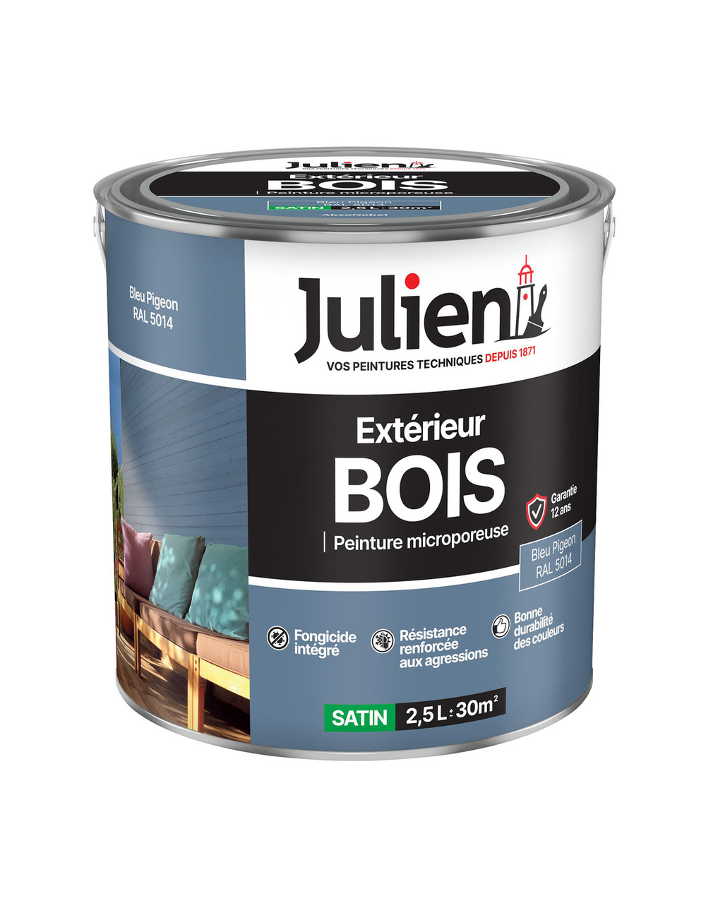 Peinture extérieure bois microporeuse 2. 5l - julien