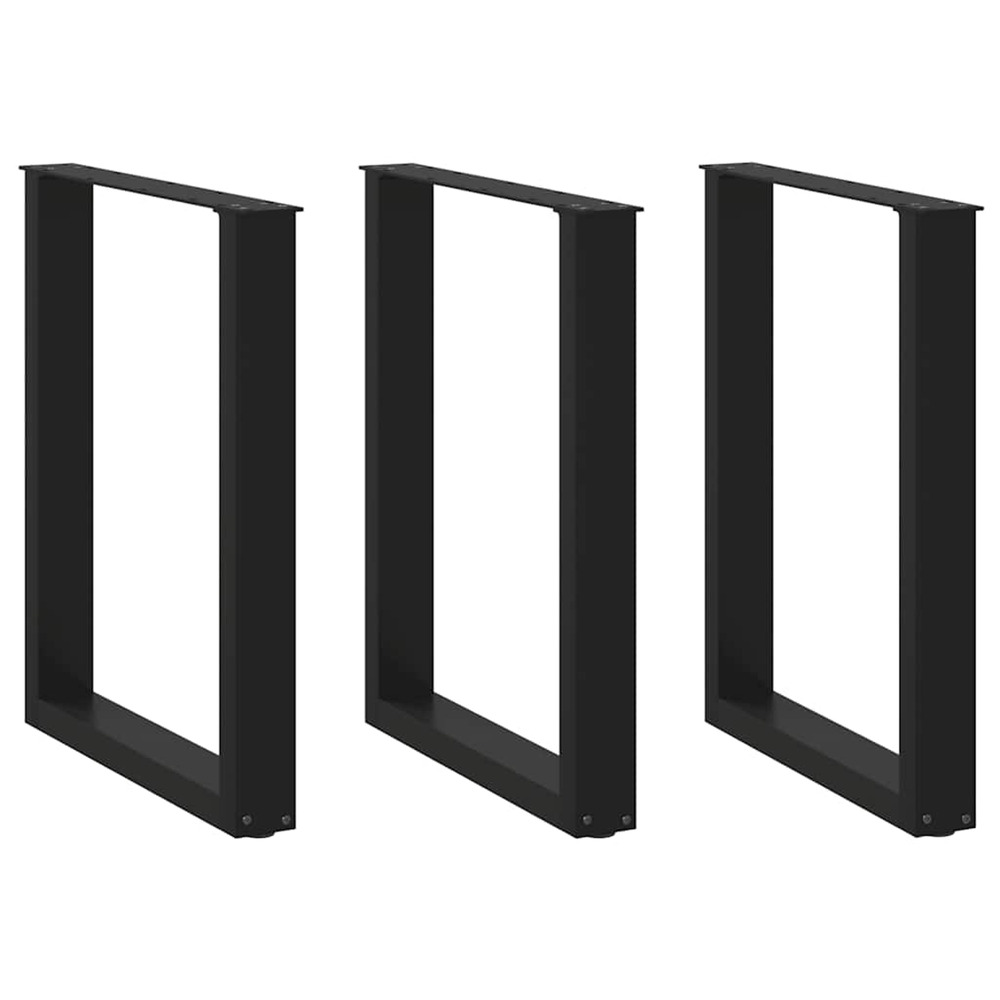 Pieds de table à manger en u 3 pièces noir 70 x (72-73) cm acier