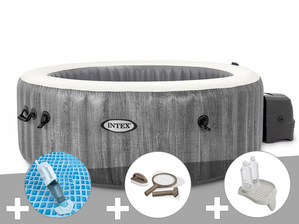 Kit spa gonflable purespa baltik rond bulles 6 places + aspirateur + kit d'entr