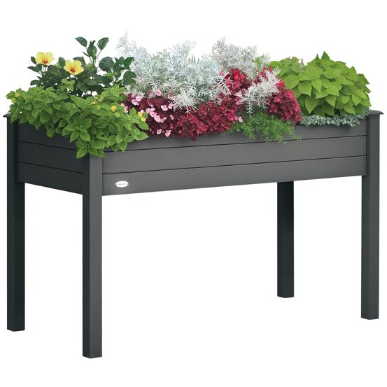 Potager sur pieds bois massif balcon terrasse feutre drainage grande capacité 123cm gris