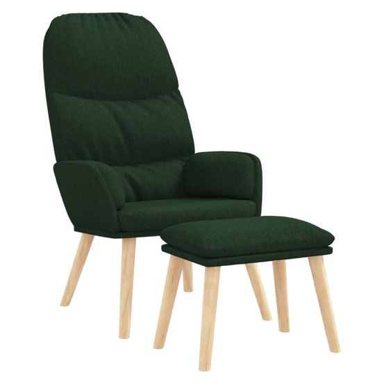 Chaise de relaxation avec tabouret vert foncé tissu