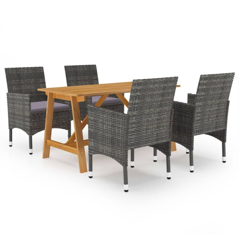 Ensemble à manger de jardin 5 pcs gris