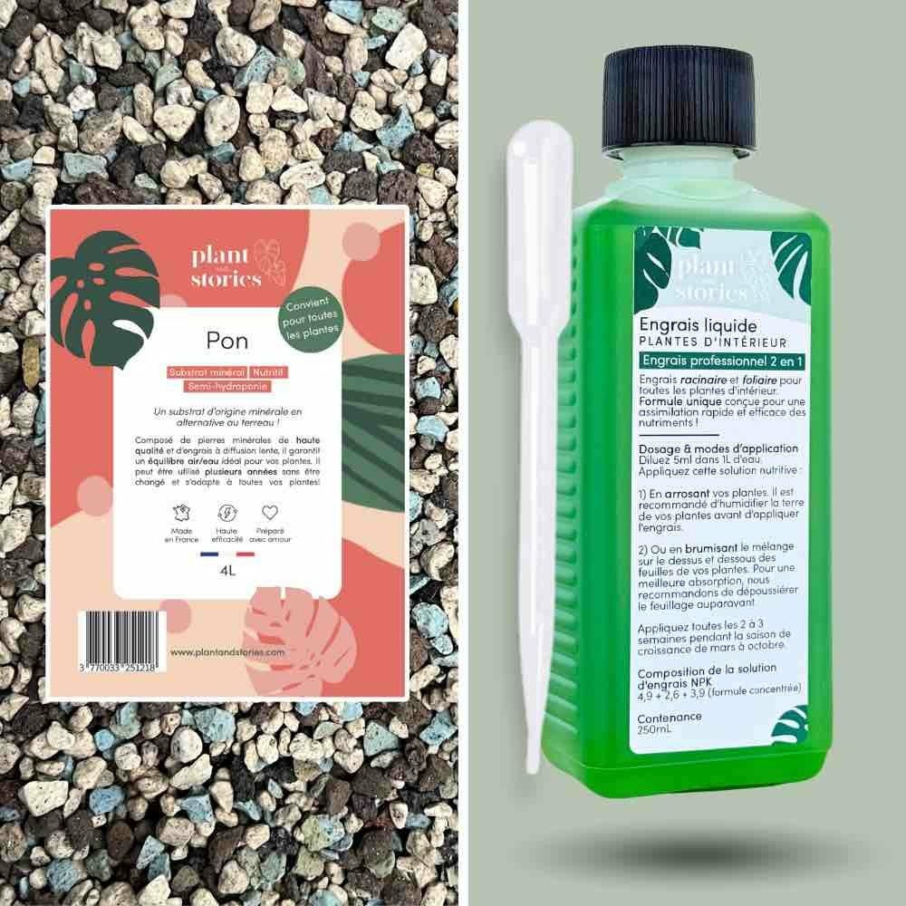 Duo- pon substrat minéral hydroponique pour plantes + engrais liquide - culture plantes hydroponique