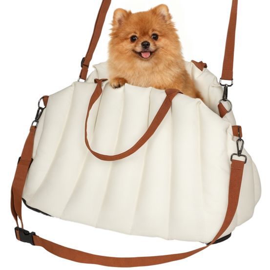 Siège auto chien tissu oxford voyage coussins confortables portable 50x30x31cm crème