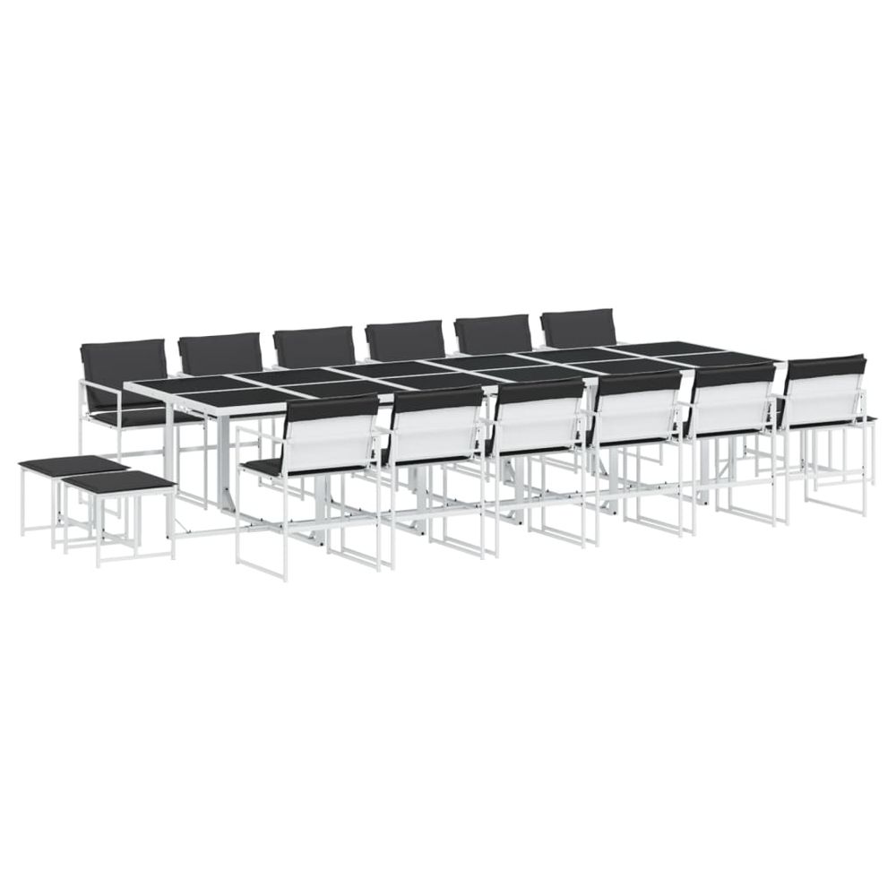 Ensemble à manger de jardin avec coussins 17pcs blanc textilène