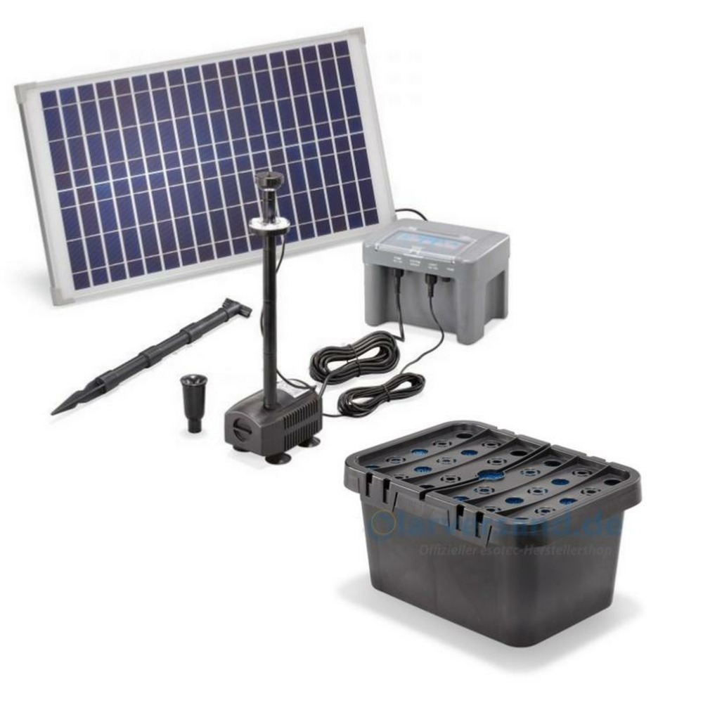 Kit bassin aquarium extérieur avec pompe solaire 630l-25w avec filtre batterie et led