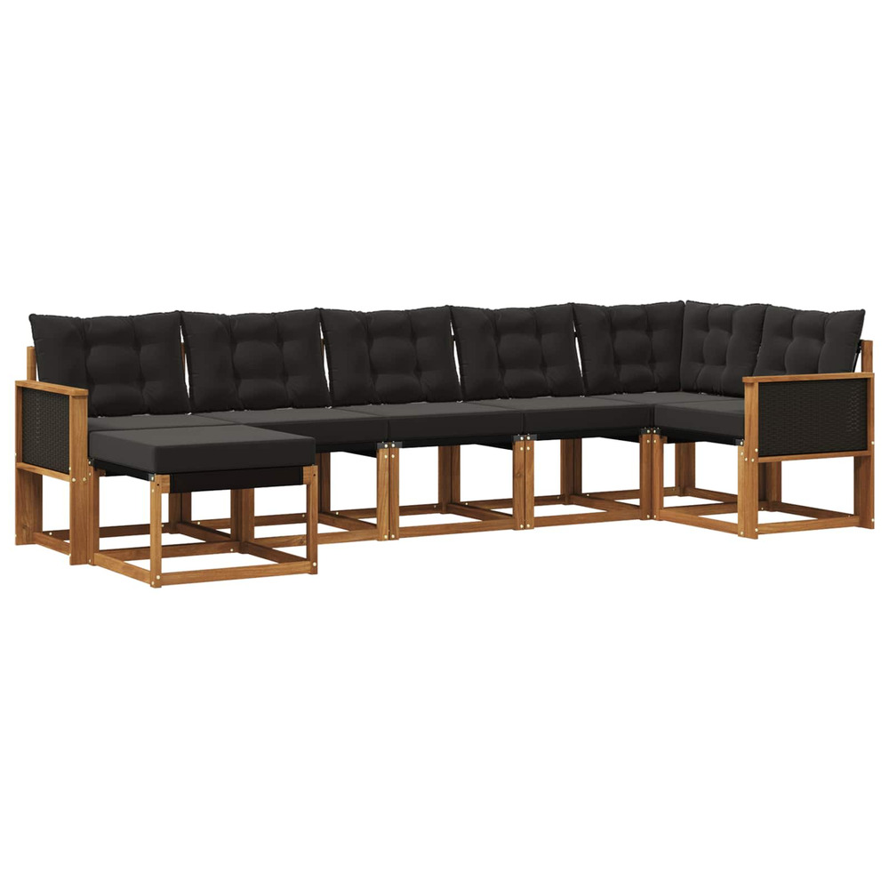 Ensemble de canapés d'extérieur 7 pcs naturel et noir