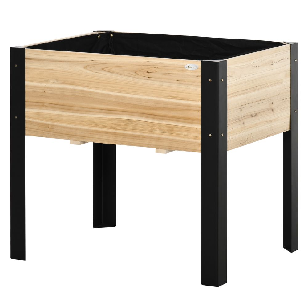 Carré potager sur pieds bois et métal pour balcon culture avec feutre inclus 80cm naturel