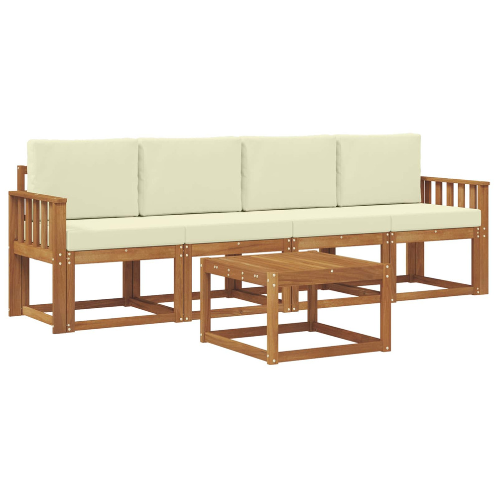 Ensemble de canapés d'extérieur 5 pcs naturel et crème